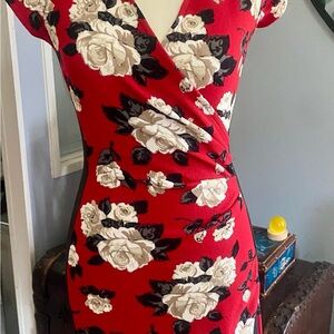 Floral Dress in Red and Black